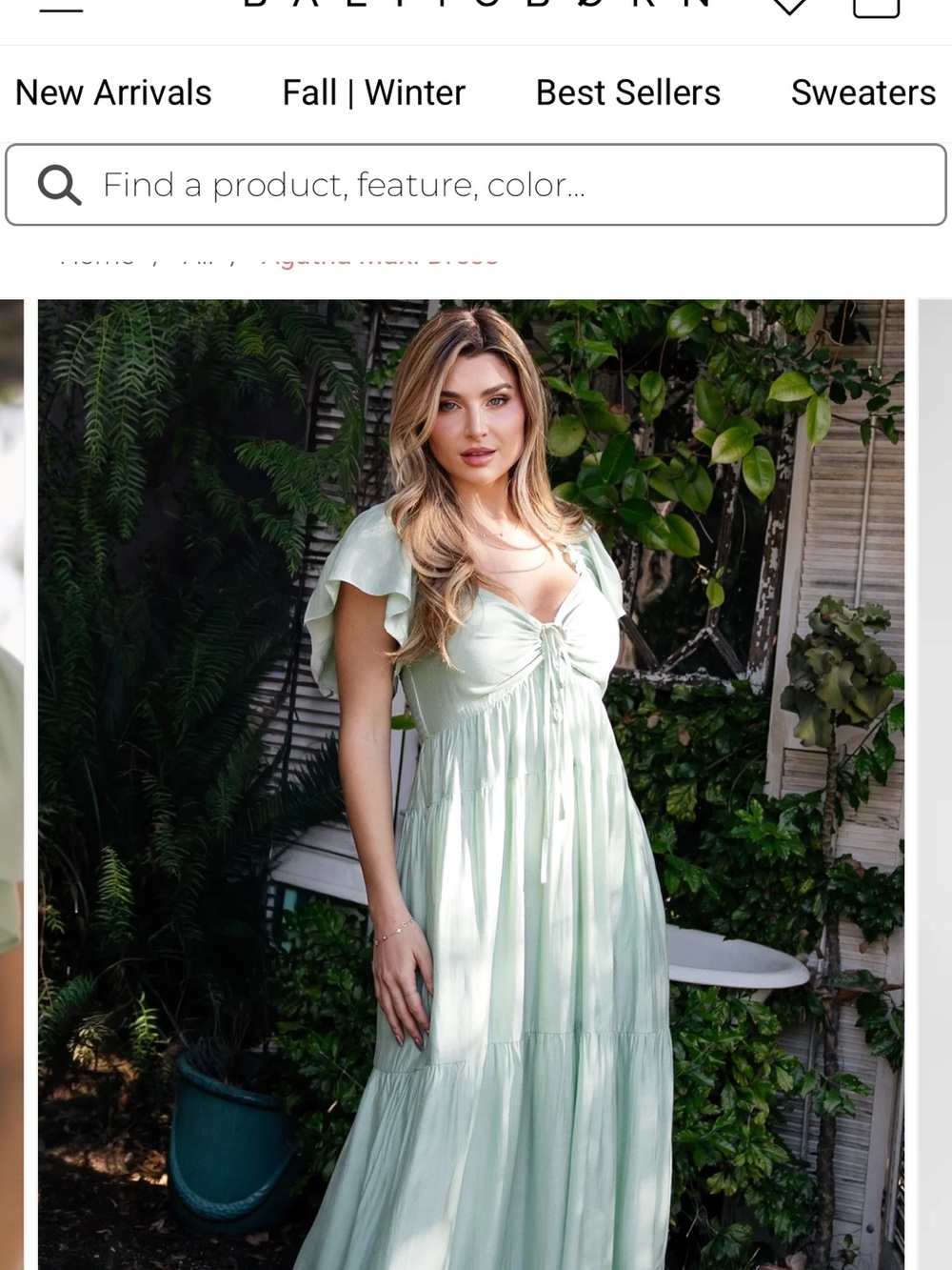 Baltic Born Light Sage Maxi Dress with Flutter Sleeves